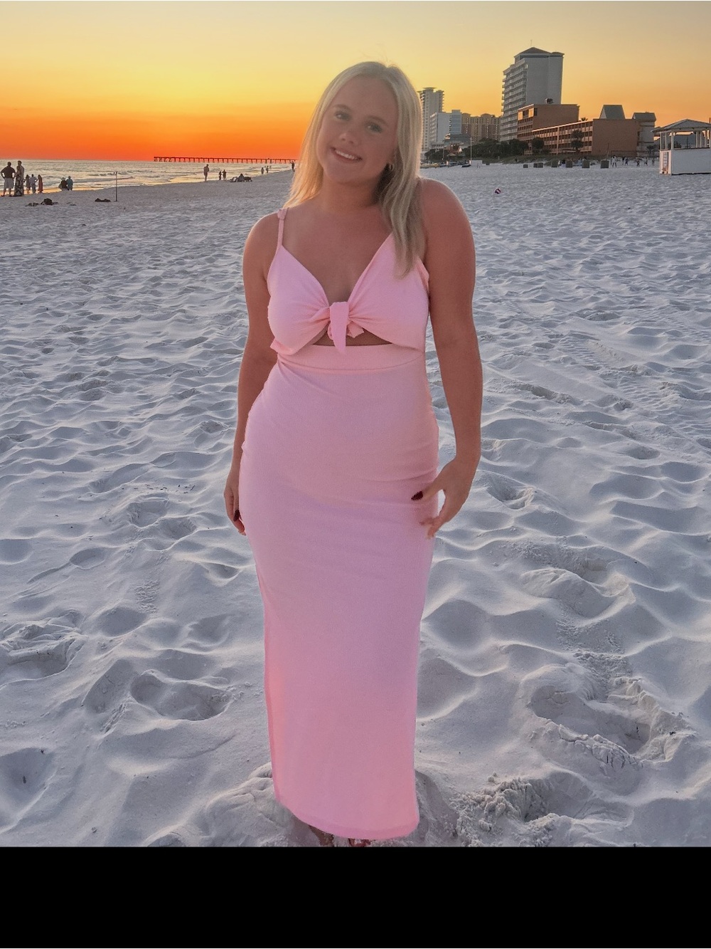Lyaner Ribbed Tie Knot Cut Out Bodycon Maxi Dress